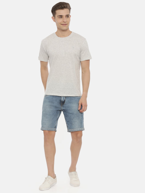 Light-Grey solid Crew Neck T-shirt